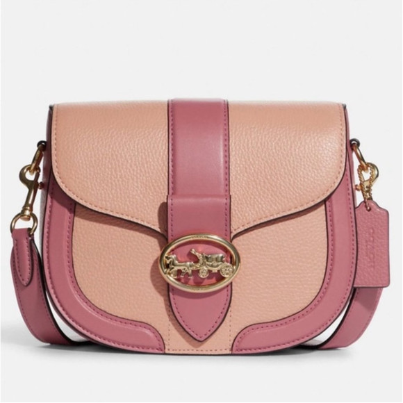 Coach Georgie Saddle Crossbody Bag In Colorblock Leather - Picture 2 of 16